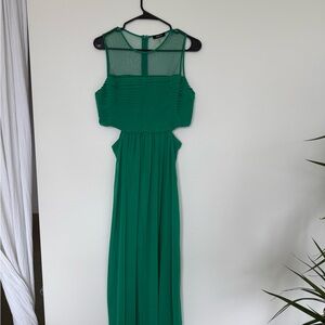 Emerald Green Sleeveless Cutout Prom Dress